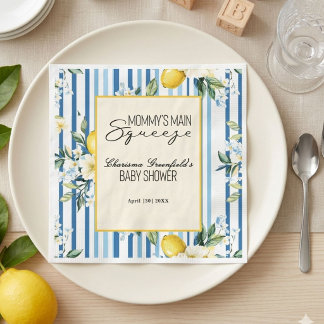 Guardanapo De Papel Chá de Bebê Menino Lemon Blue Boy Mommy's Main Squ