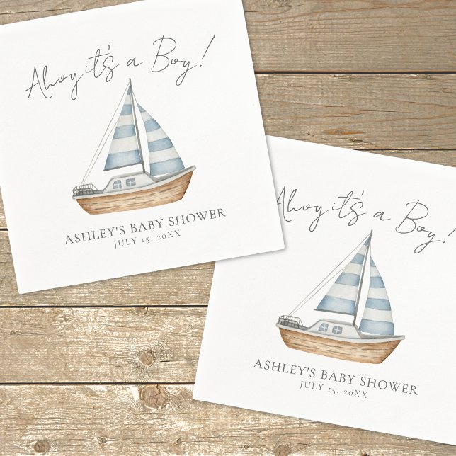 Guardanapo De Papel Chá de Bebê Menino Oceano Náutico (Nautical Ocean Boy Baby Shower Napkins)