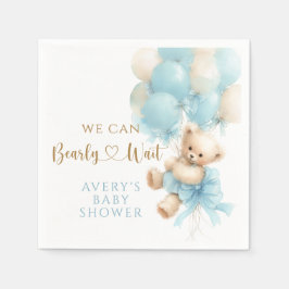 Guardanapo De Papel Chá de Bebê Menino Teddy Bear Balão Azul Laço