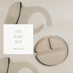 Guardanapo De Papel Chá de Bebê Menino Verde Sage Personalizado