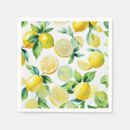 Guardanapo De Papel Chá de Bebê moderno em azul limão floral script