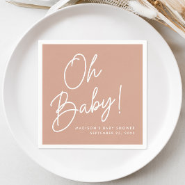 Guardanapo De Papel Chá de Bebê Moderno Oh Baby Script Blush Terracott