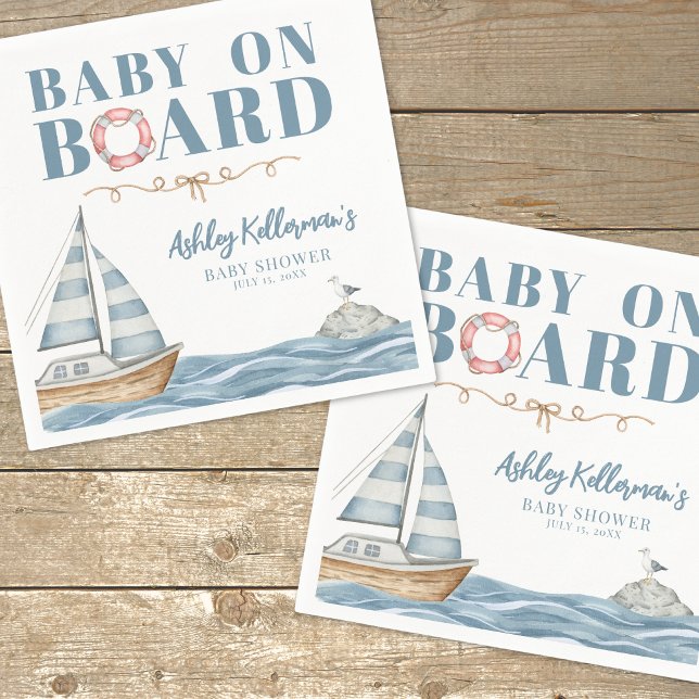 Guardanapo De Papel Chá de Bebê Náutico à Beira-Mar (Coastal Nautical Baby Shower Napkins)