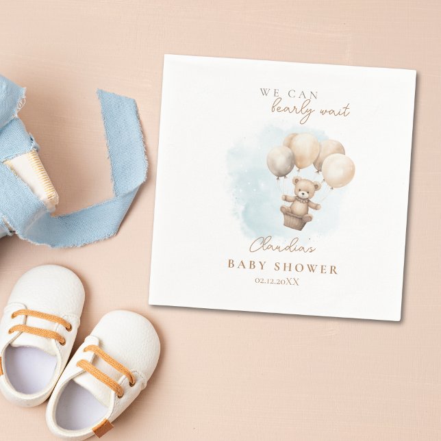 Guardanapo De Papel Chá de Bebê Neutro Bearly Wait (Bearly Wait Baby Shower Napkin)