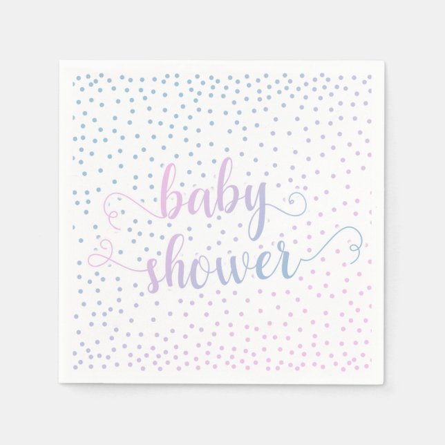 Guardanapo De Papel Chá de Bebê Neutro Confetes Rosa e Azul (Frente)