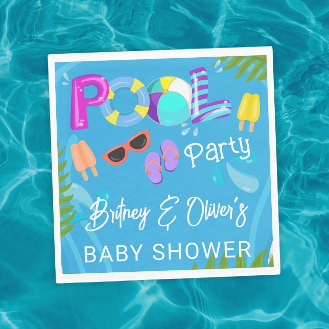 Guardanapo De Papel Chá de Bebê Neutro Festa na Piscina Verão (Criador carregado)