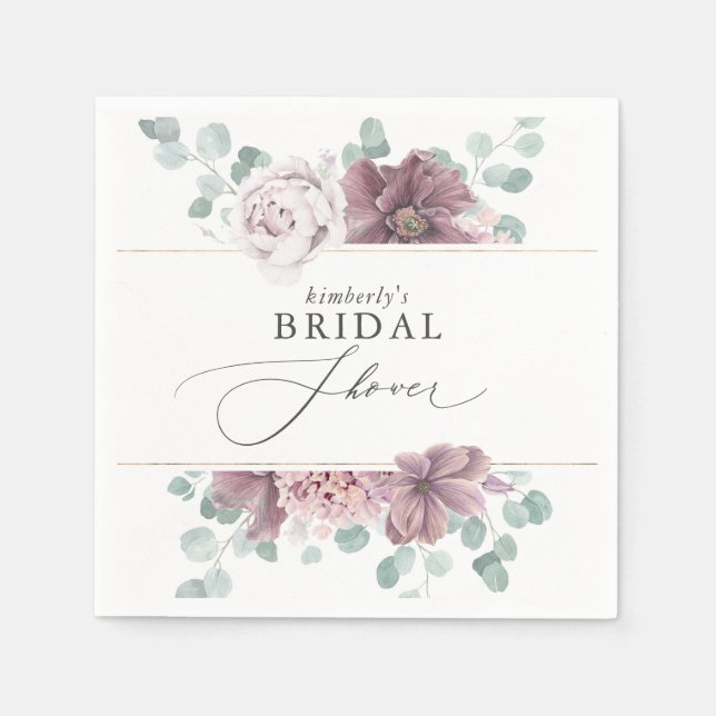 Guardanapo De Papel Chá de Bebê / Noiva Floral Mauve (Frente)