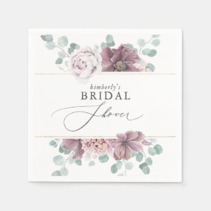 Guardanapo De Papel Chá de Bebê / Noiva Floral Rosa Malva