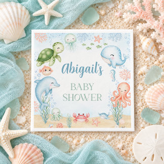Guardanapo De Papel Chá de Bebê Oceano Você Logo Baby Shower Almoço