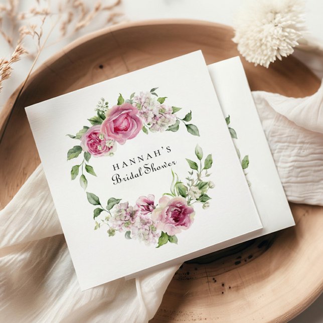 Guardanapo De Papel Chá de Bebê ou Casamento Floral Rosa Elegante (Criador carregado)