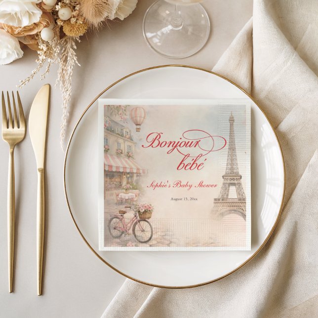 Guardanapo De Papel Chá de Bebê Paris Bem-vindo Bebê  (Criador carregado)