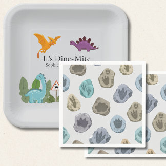 Guardanapo De Papel Chá de Bebê Pegada de Dinossauros