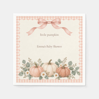Guardanapo De Papel Chá de Bebê Pequena Abóbora Blush Gingham