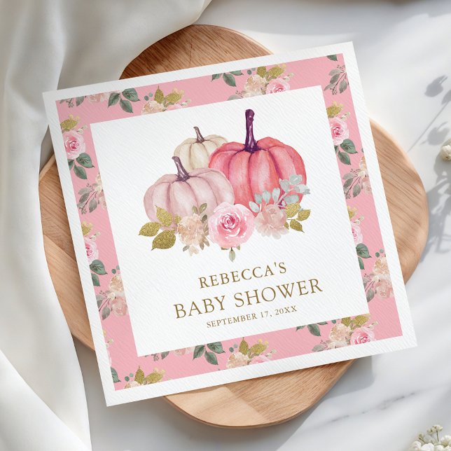 Guardanapo De Papel Chá de Bebê Pequena Abóbora Rústica Rosa Dourado F (Criador carregado)