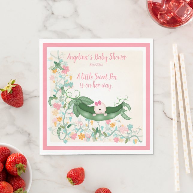 Guardanapo De Papel Chá de Bebê Pequena Ervilha Doce a Caminho Vagem (Insitu)