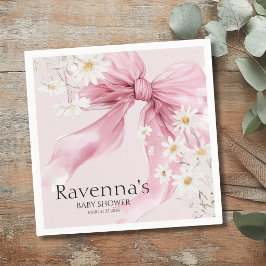 Guardanapo De Papel Chá de Bebê Personalizado Floral Margarida Laço Ro