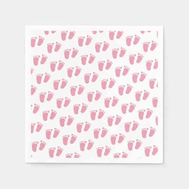 Guardanapo De Papel Chá de Bebê Pés de Bebê Rosa (Frente)