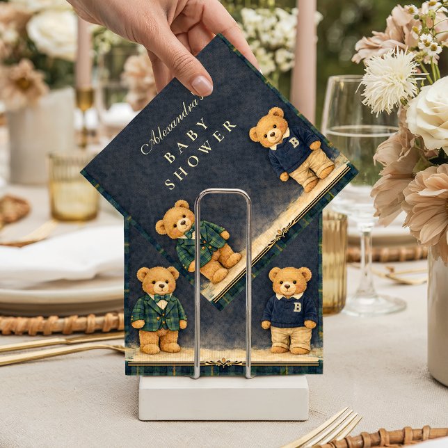 Guardanapo De Papel Chá de Bebê Préppy de Urso de Pelúcia Antigo (Criador carregado)