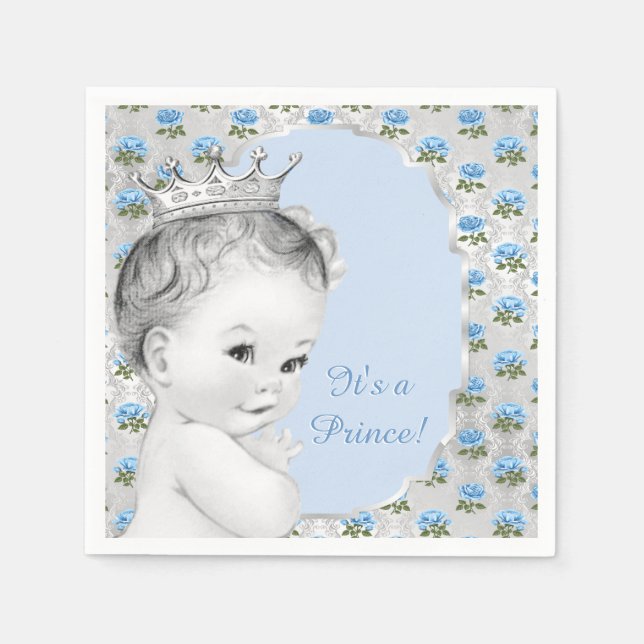 Guardanapo De Papel Chá de Bebê Príncipe Menino (Frente)
