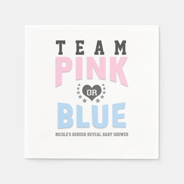 Guardanapo De Papel Chá de Bebê Revelação de Gênero Time ROSA ou AZUL (Frente)