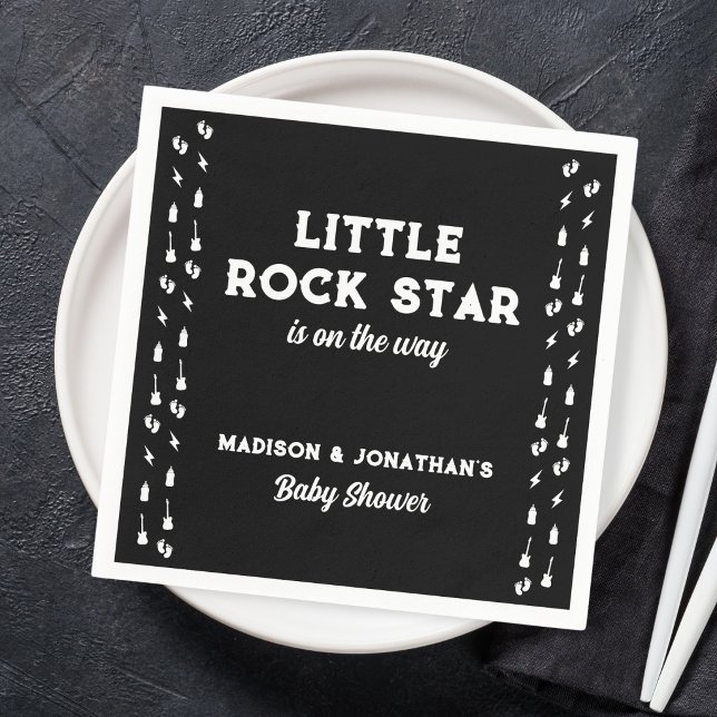 Guardanapo De Papel Chá de Bebê Rock N Roll Pequena Estrela do Rock (Rock N Roll Baby Shower Little Rock Star Napkins)