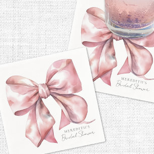 Guardanapo De Papel Chá de Bebê Rosa Bege com Laço