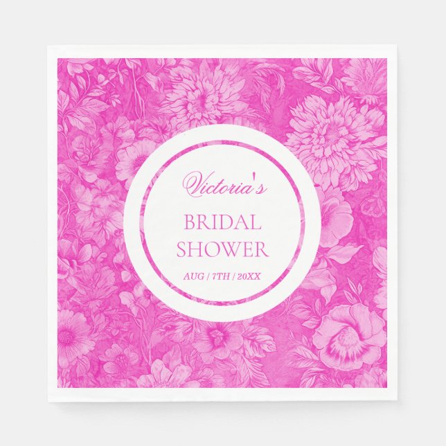 Guardanapo De Papel Chá de Bebê Rosa com Flores Vitorianas (Frente)