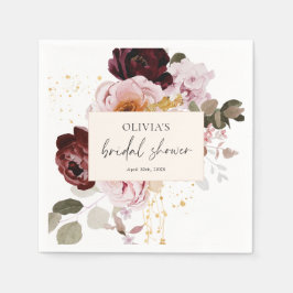 Guardanapo De Papel Chá de Bebê Rosa Elegante Borgonha Floral