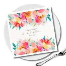 Chá de Bebê Rosa Floral Moderno em Aquarela