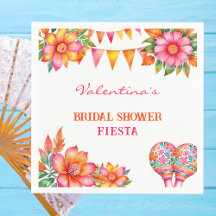 Chá de Bebê Rosa Laranja Floral Fiesta Mexicana Nu