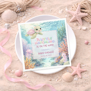 Guardanapo De Papel Chá de Bebê Rosa Pequeno Tartaruguinha Oceano