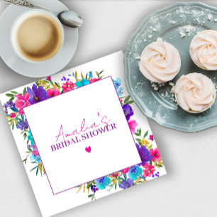 Guardanapo De Papel Chá de Bebê Rosa Roxo Azul Floral
