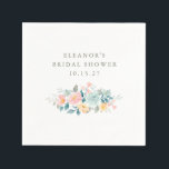 Guardanapo De Papel Chá de Bebê Rosa Turquesa Aquarela Floral Personal<br><div class="desc">Guardanapos Personalizados para Chá de Bebê Rosa Turquesa Aquarela Floral com Brunch e Espumante</div>