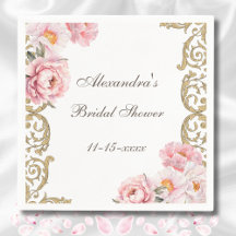 Chá de Bebê Rosa Vintage com Peônia Floral