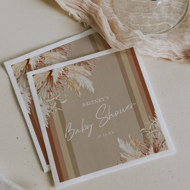 Guardanapo De Papel Chá de Bebê Rústico Boho com Grama Pampas (Criador carregado)