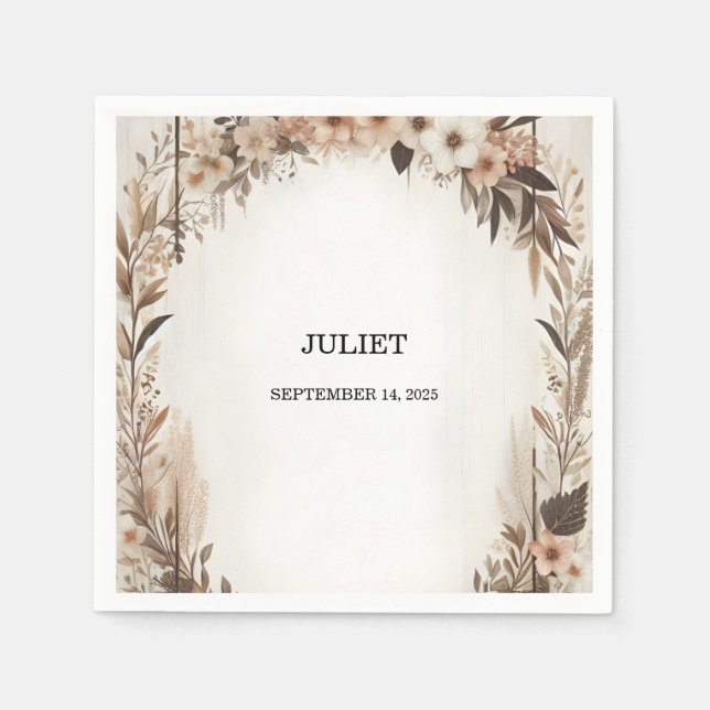 Guardanapo De Papel Chá de Bebê Rústico Boho Jardim Primavera (Frente)