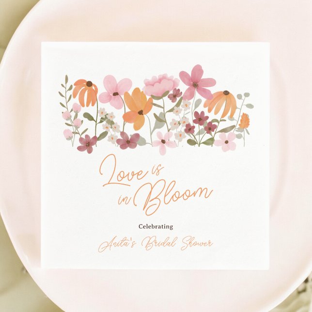 Guardanapo De Papel Chá de bebê rústico charmoso com tema de prado e f (Cute boho meadow little wildflower bridal shower napkins)