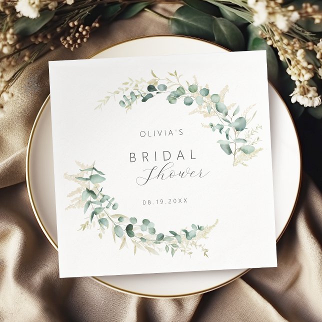 Guardanapo De Papel Chá de Bebê Rústico com folhagens de eucalipto boh (Rustic eucalyptus greenery boho Bridal Shower Napkins)