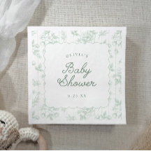 Chá de Bebê Sage Vintage Floral Toile Recortado
