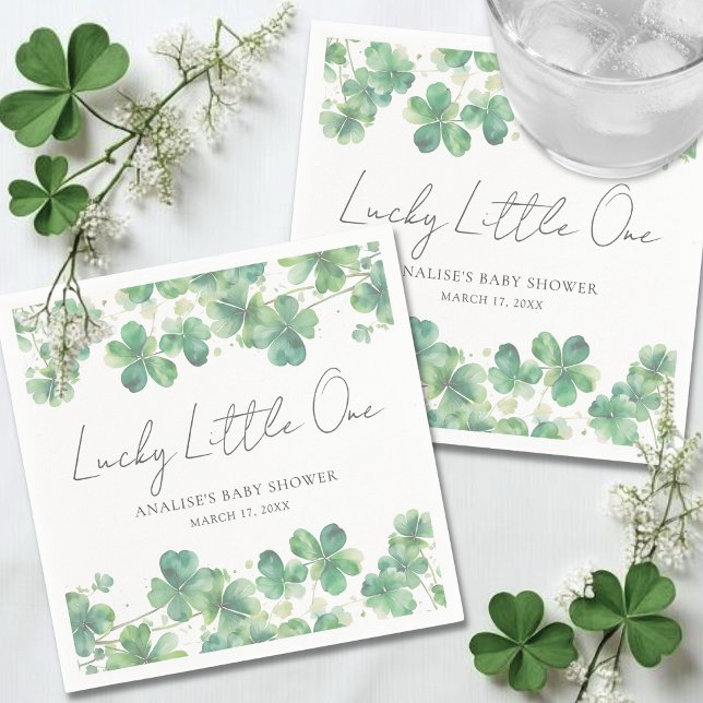 Guardanapo De Papel Chá de Bebê Shamrock Lucky Little One (Shamrock Lucky Little One Baby Shower Napkins)