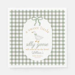 Guardanapo De Papel Chá de Bebê Silly Goose Green Gingham Cottagcore