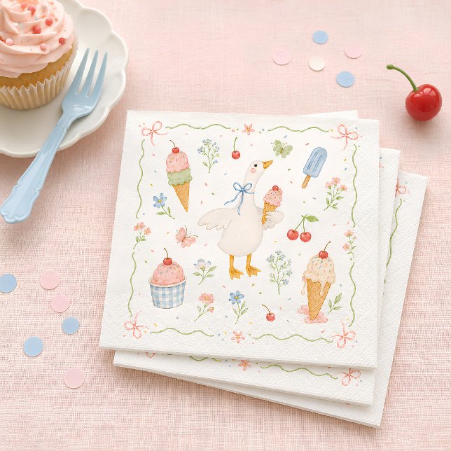 Guardanapo De Papel Chá de Bebê Silly Goose Ice Cream Social (Criador carregado)