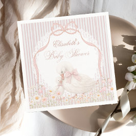 Guardanapo De Papel Chá de Bebê Silly Goose Lace Wildflower Rosa