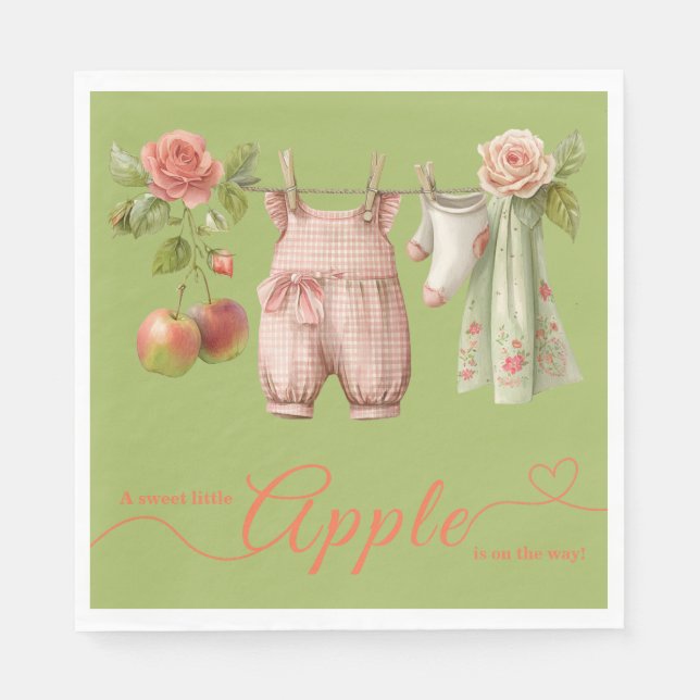 Guardanapo De Papel Chá de Bebê Sweet Little Apple | Chá de Bebê Rústi (Frente)