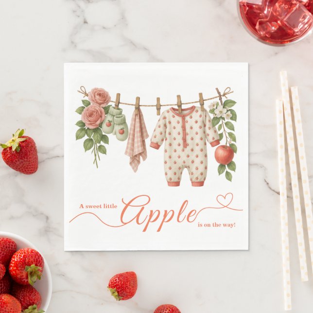 Guardanapo De Papel Chá de Bebê Sweet Little Apple | Chá de Bebê Rústi (Insitu)