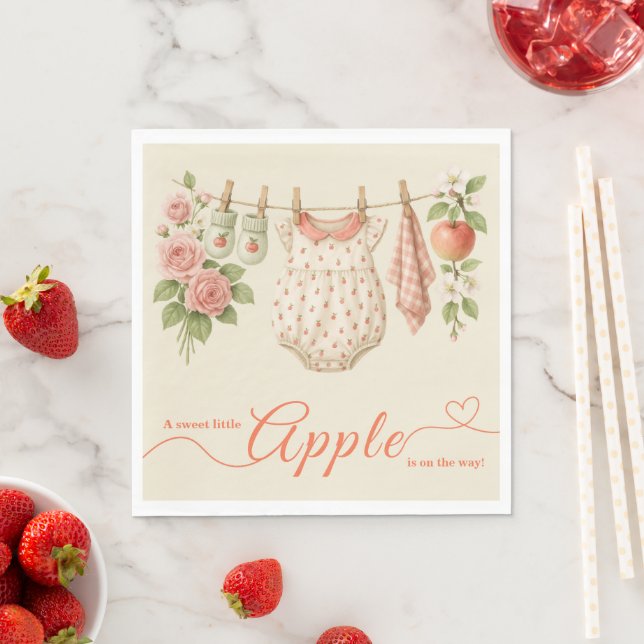 Guardanapo De Papel Chá de Bebê Sweet Little Apple | Chá de Bebê Rústi (Insitu)
