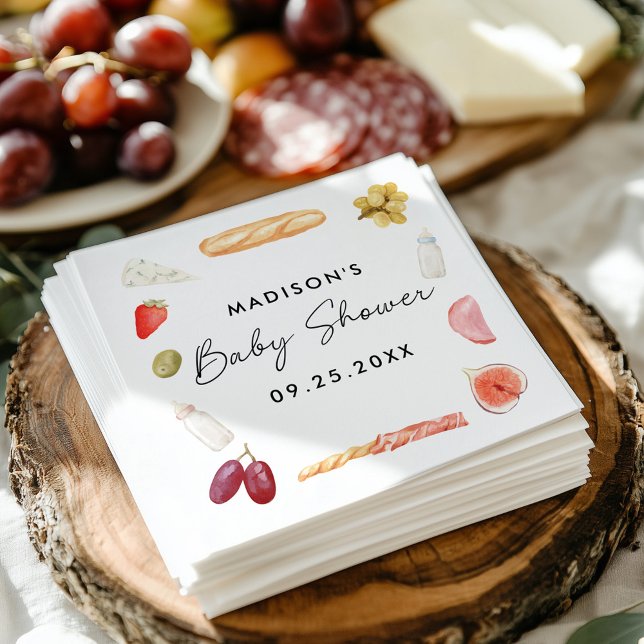 Guardanapo De Papel Chá de Bebê Tábuas e Garrafas Charcuterie (Criador carregado)
