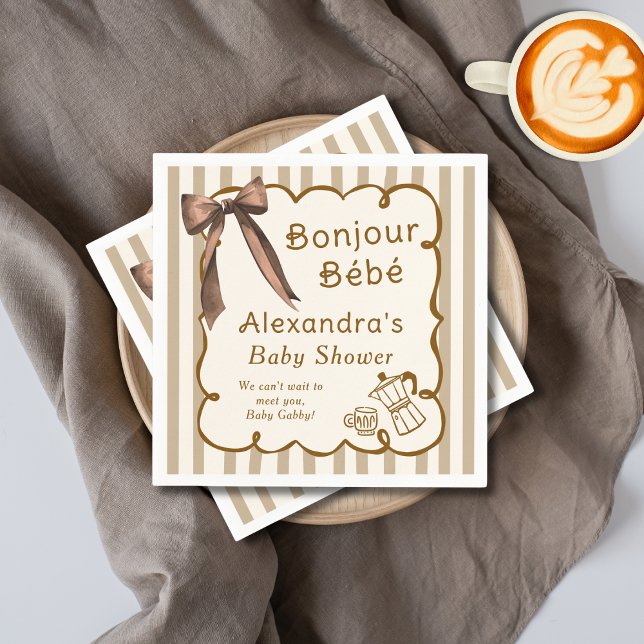 Guardanapo De Papel Chá de Bebê Temático de Cafeteria Francesa Bonjour (Criador carregado)