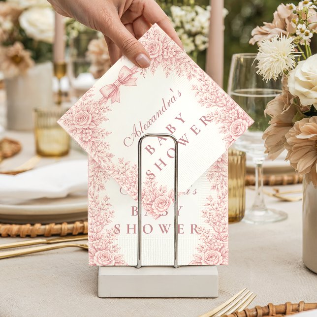 Guardanapo De Papel Chá de Bebê Toile Floral Rosa (Criador carregado)