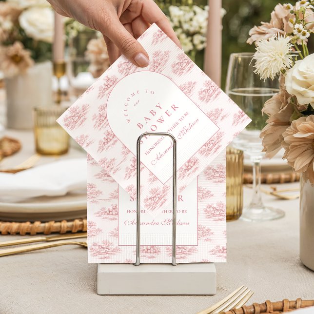 Guardanapo De Papel Chá de Bebê Toile Rosa Elegante (Criador carregado)